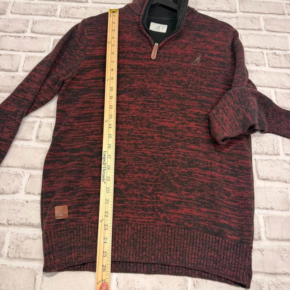 Kangol 1/4 Zip Sweater Red and Black‎ Heathered 50% Cotton Kangaroo Men's M - Picture 7 of 8